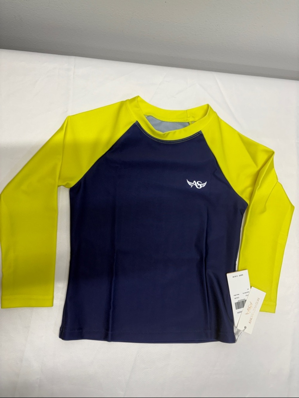 Kids Swim Long Sleeve Rash Guard - Navy and Yellow size 4T UPF 50+ new